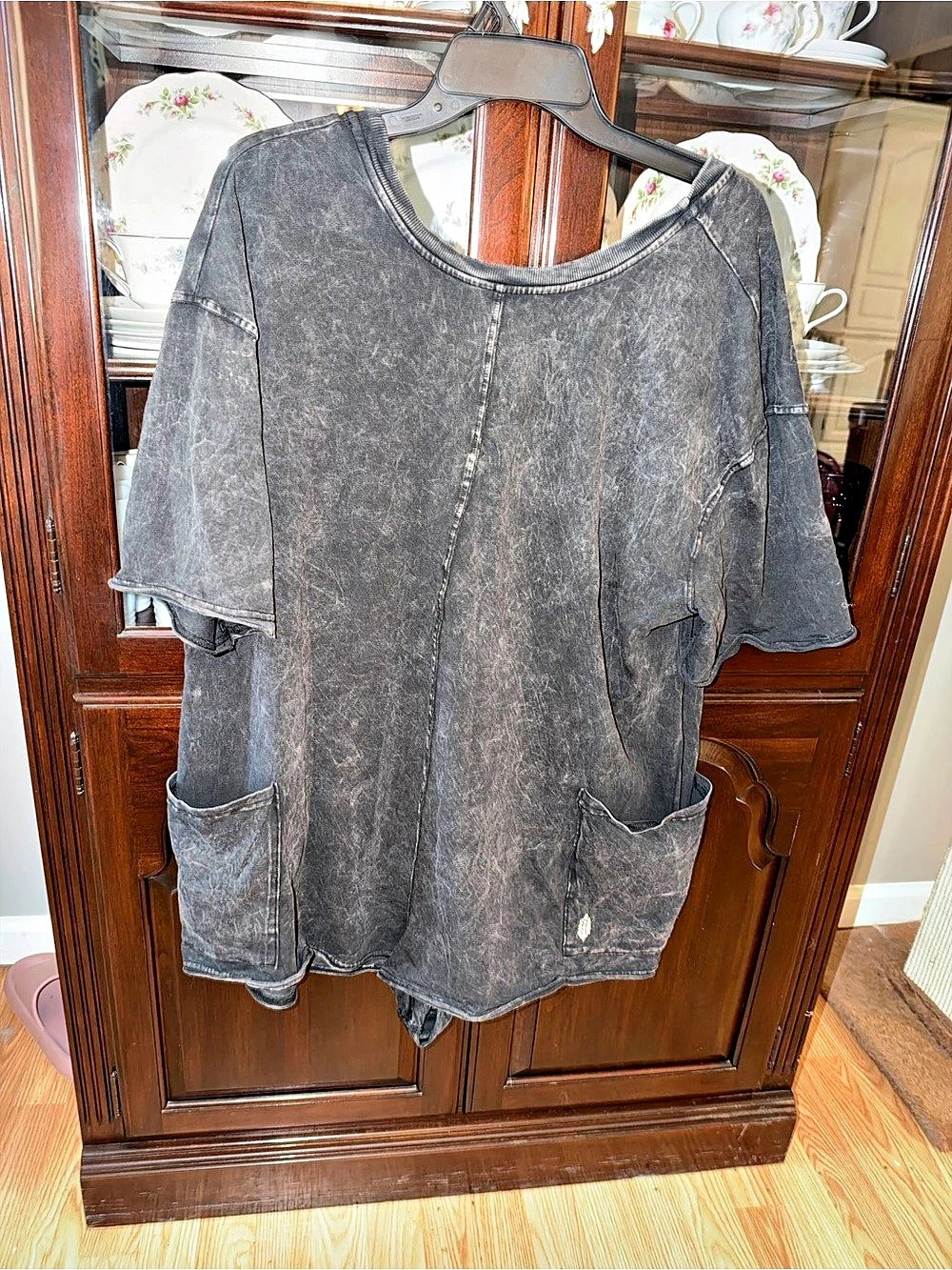 Free People Charcoal Gray Short Sleeve  romper - Picture 2 of 4